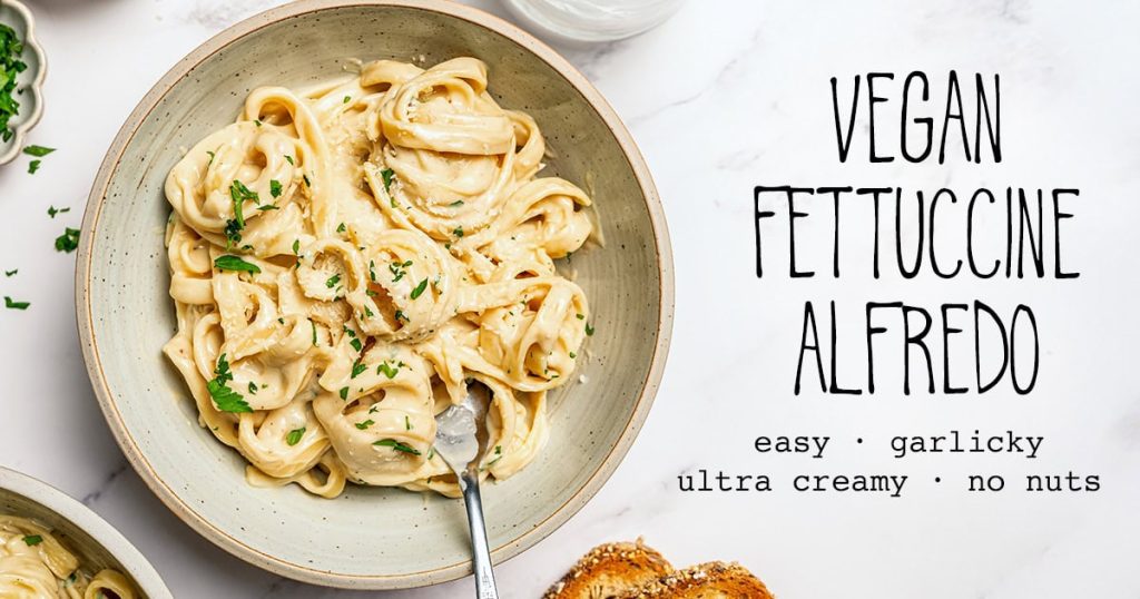 egyszerű vegán szélesmetélt tészta tejszínes szósszal diómentes és turmixgép nélkül készíthető